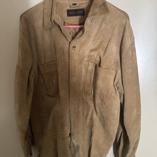 Unisex suede jacket beige with quilted lining like new