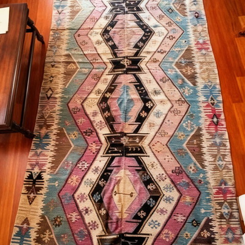 Antique Kilim rug handmade, Turkish, late 19th century, used