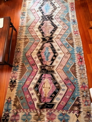 Antique Kilim rug handmade, Turkish, late 19th century, used