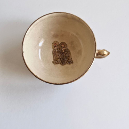 Satsuma collectible cup used with Japanese figures