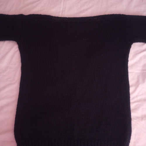 Handmade black knit top with open V back, used