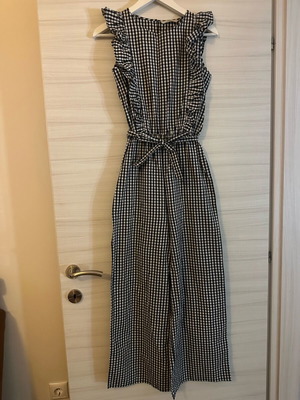 Black gingham print frilled jumpsuit 164cm age 13-14 years
