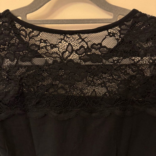 Elastic blouse with lace black, like new, size S