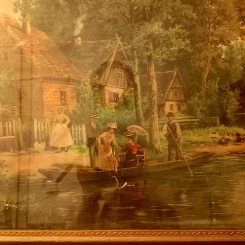 Painting used 1909 with glass and golden carved frame