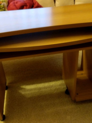 Desk with sliding shelf in walnut color Neoset like new
