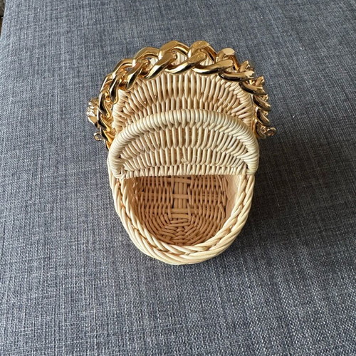 Versace bamboo basket bag new, beige and gold
