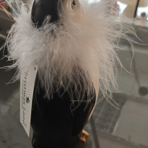 Polyresin penguin with golden crown, height 21cm, new