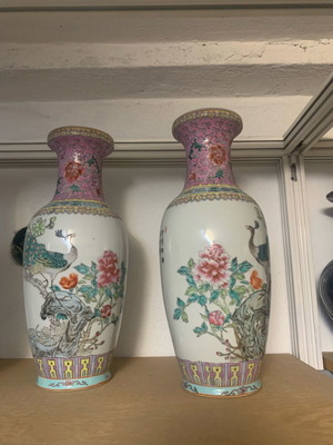 Set of 2 vases with Chinese motifs new
