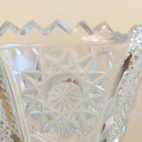 Crystal trumpet vase from Bohemian crystal, like new, engraved