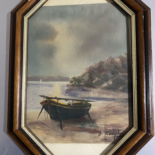 Painting with scene and signature Kourtis used