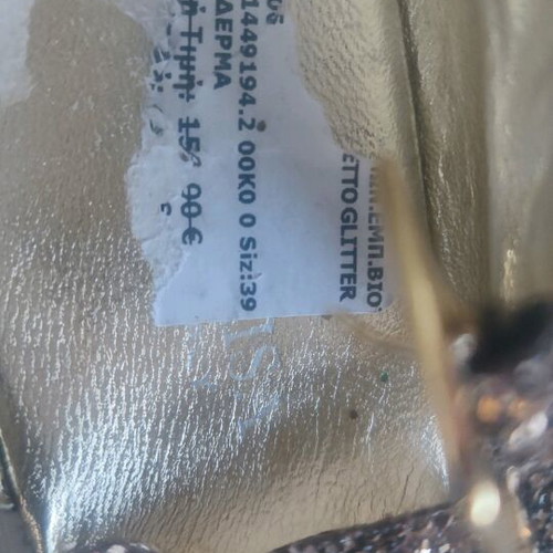 Monnalisa women's shoes new, brown gold glitter, size 39