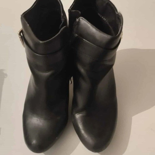 Black ankle boots size 41 used with conical heel and buckle
