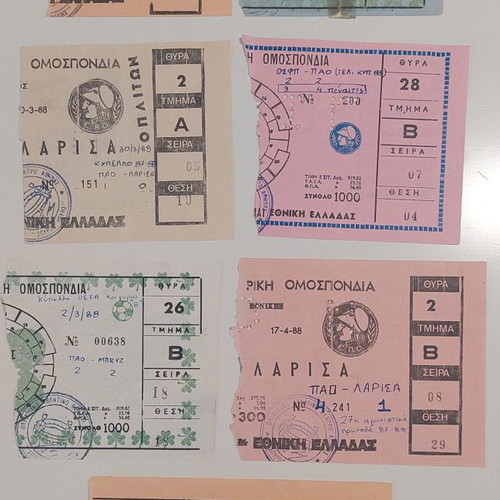 Panathinaikos used collectible football tickets collection 1987-1992