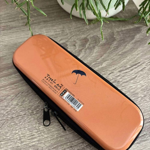 Metal glasses case new, gray and orange