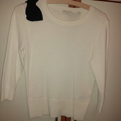 Ted Baker blouse size M new, beige wool with bow