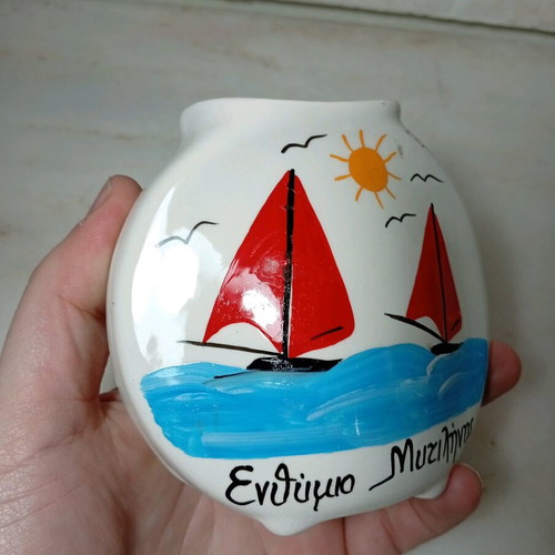 Ceramic souvenir vase from Mytilene like new
