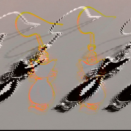 Χειροποίητα σκουλαρίκια γάτα ασπρόμαυρη καινούργια, υποαλλεργικά