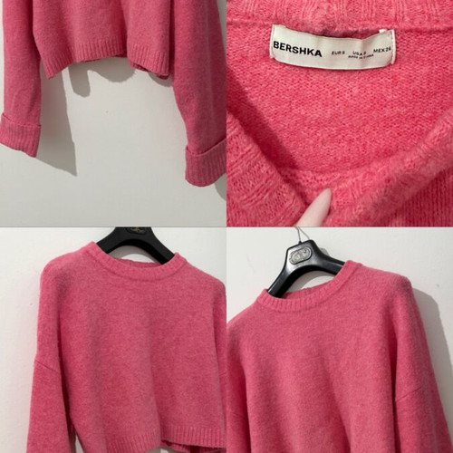 Bershka women's pink sweater used, size S