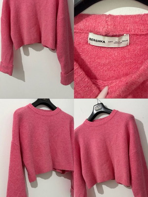 Bershka women's pink sweater used, size S