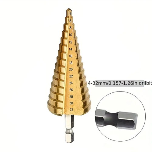 Titanium conical drill bit 4-32mm with hex shank new