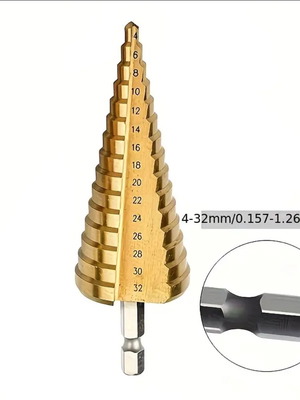 Titanium conical drill bit 4-32mm with hex shank new