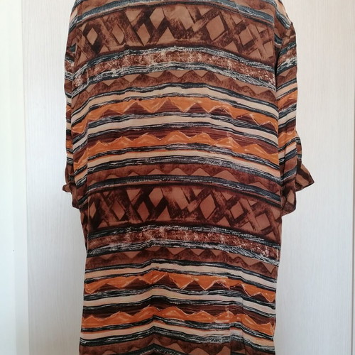 Persona by Marina Rinaldi silk shirt like new, beige and brown, size 1XL/2XL