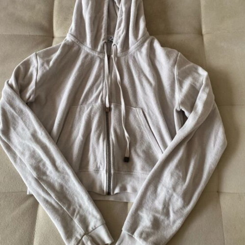 SugarFree white textured zip-up hoodie, size S