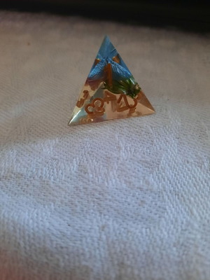 DnD polyhedral dice set with dried flowers, sharp edges