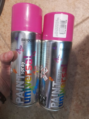 Spray paint pink RAL 4002 new, 2 pieces