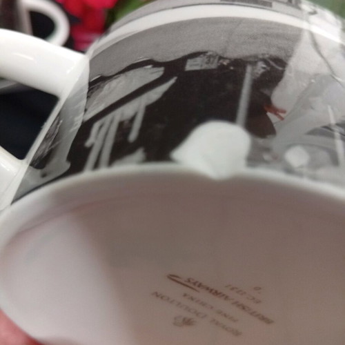 Royal Doulton British Airways Club Europe coffee cups set of 6 black and white
