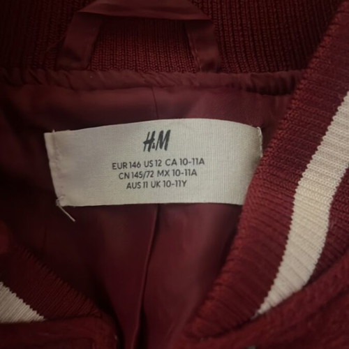 H&M College Jacket used, red burgundy, size 11 years