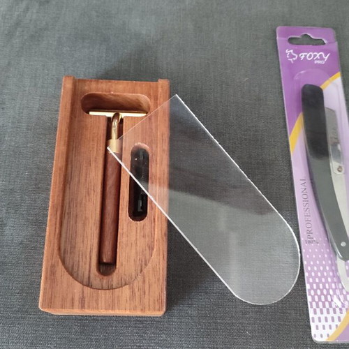 Vintage shaving set 90s with wooden case and Solingen shavette