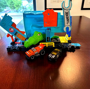 Hot Wheels City Crocodile Attack Με δύο Hot Wheels αυτοκίνητο