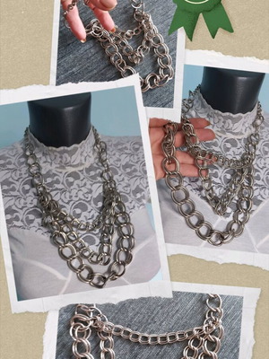 Three-row necklace of massive silver chains like new