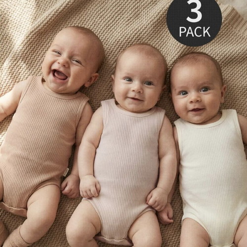 Set of 3 cotton baby rompers