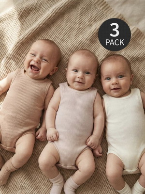 Set of 3 cotton baby rompers
