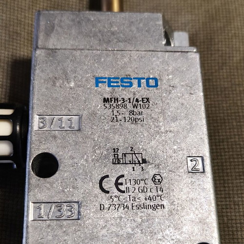 Festo MFH-3-1/4-EX solenoid valve like new with silencer
