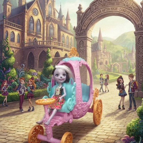 Enchantimals Mattel set with Royal Rolling Carriage and Sage Skunk doll