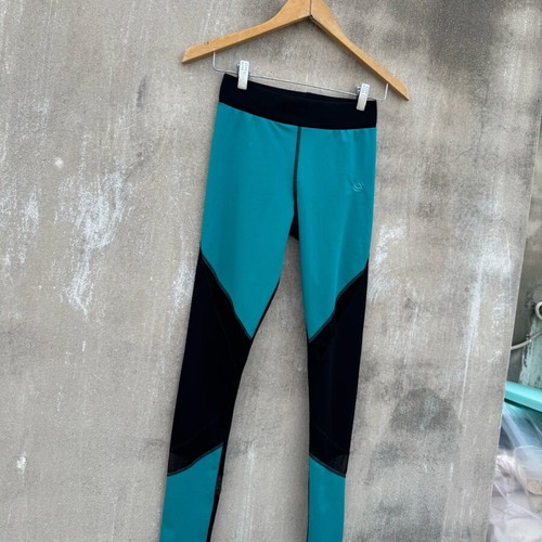 Legging Simart used with mesh panels, size S-M, black and turquoise