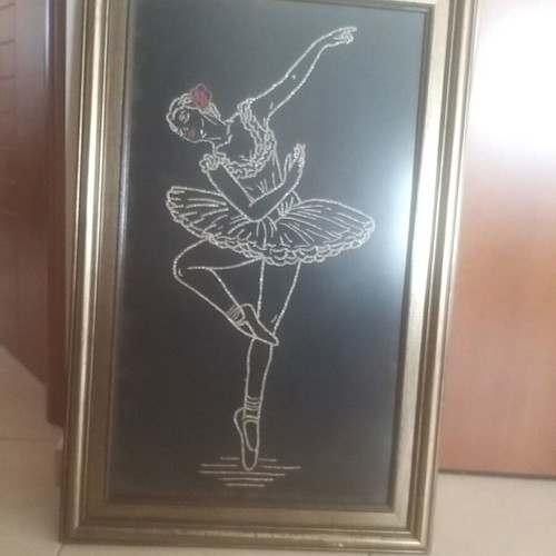 Ballerina frame handmade like new, embroidered with gold thread
