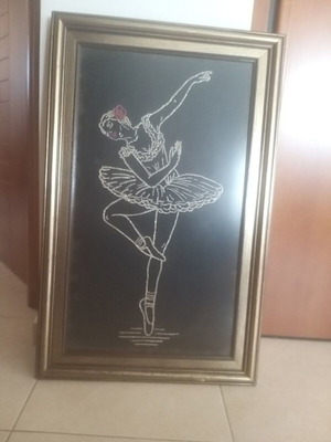 Ballerina frame handmade like new, embroidered with gold thread