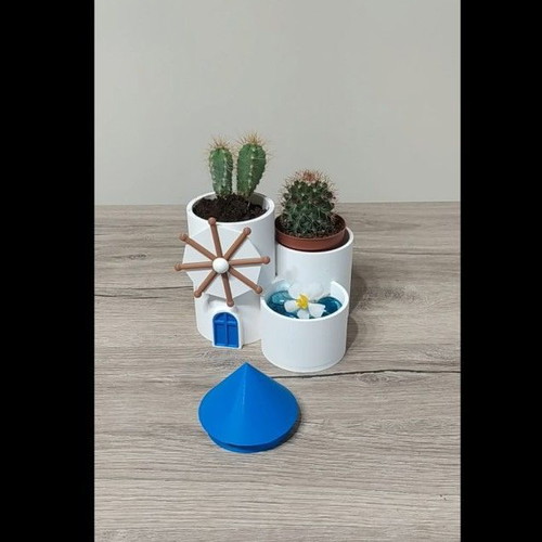 Mykonos Windmill 3D Printed Decorative Planter New
