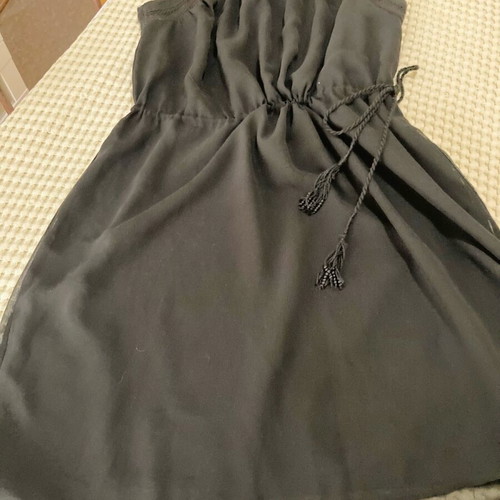 Esprit dress black like new with embroidery and beaded belt