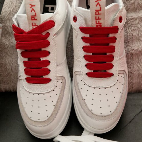 Play off leather athletic shoes, size 37, white and red