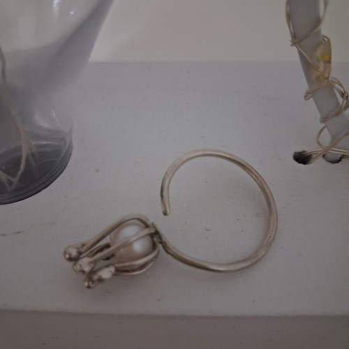 Custom made silver ring with pearl