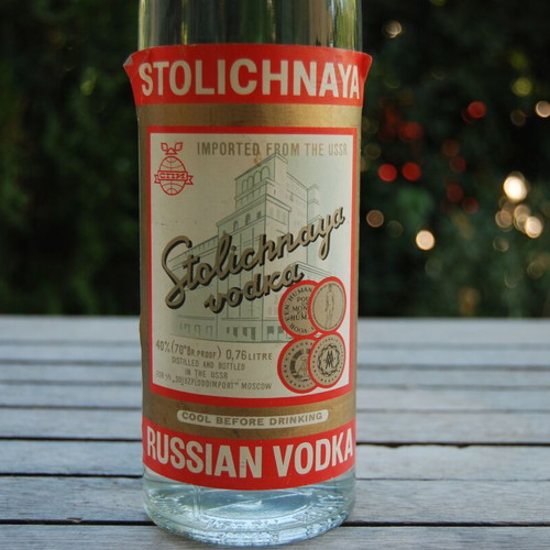 Stolichnaya Russian vodka used, opened bottle 30+ years old