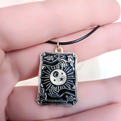 Tarot The Magician pendant new, black and silver