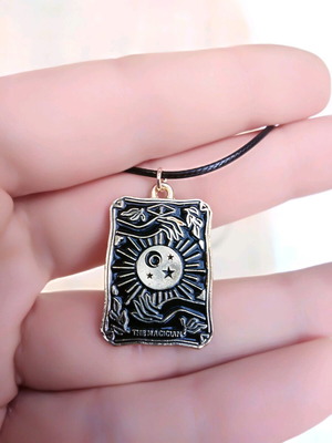 Tarot The Magician pendant new, black and silver