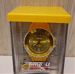 Ρολόι χειρός Time 2U Color Unisex κίτρινο χρώμα 10 ΑΤΜ αδιάβροχο water resistant