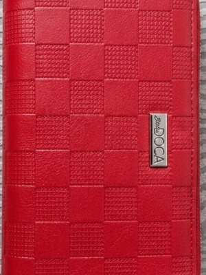 Doca red large wallet used with multiple card slots and zipper compartment
